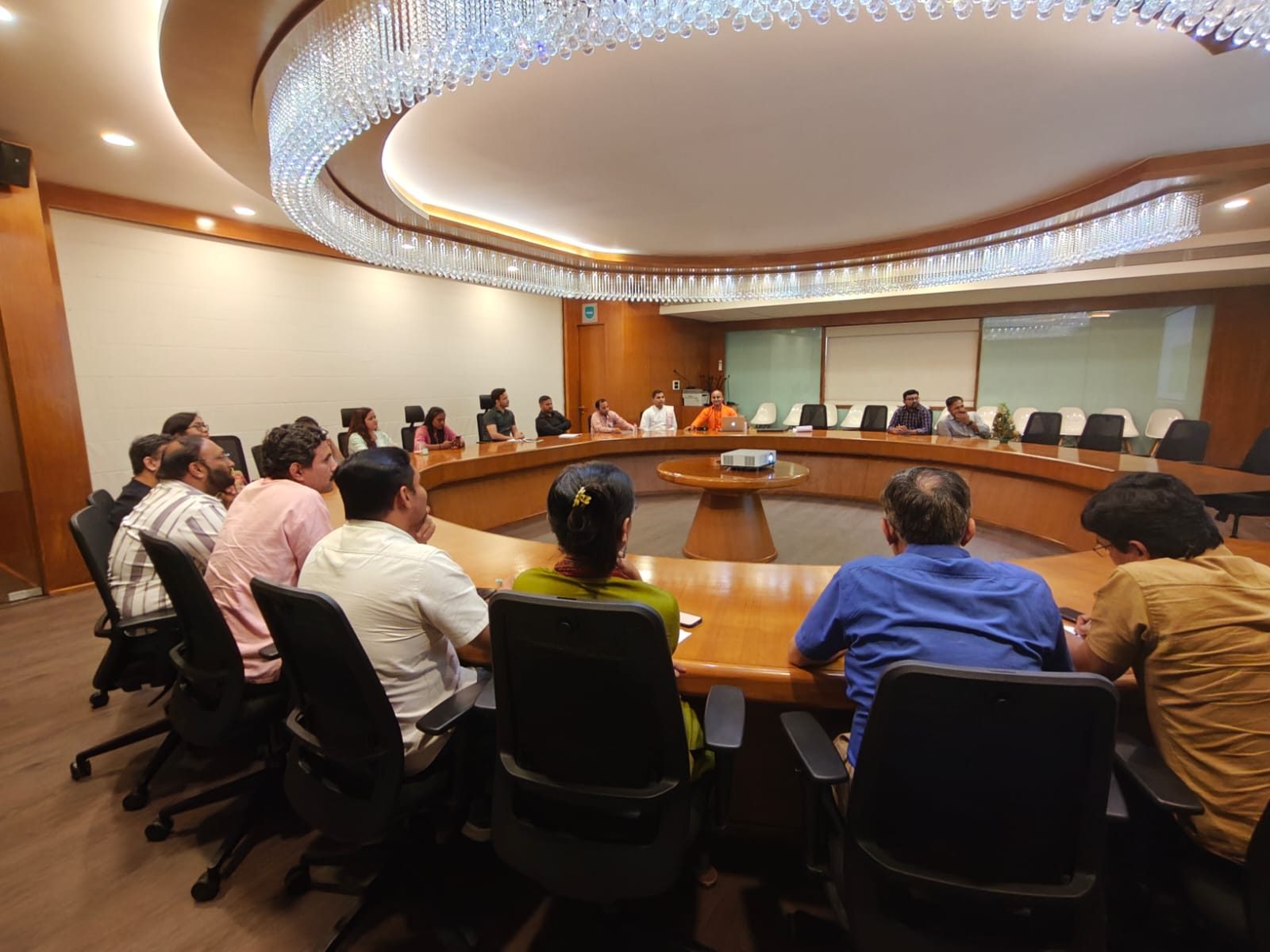 Senior academic leaders participating in the Gita for Professional Well-being session at Marwadi University